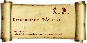 Krumenaker Mária névjegykártya